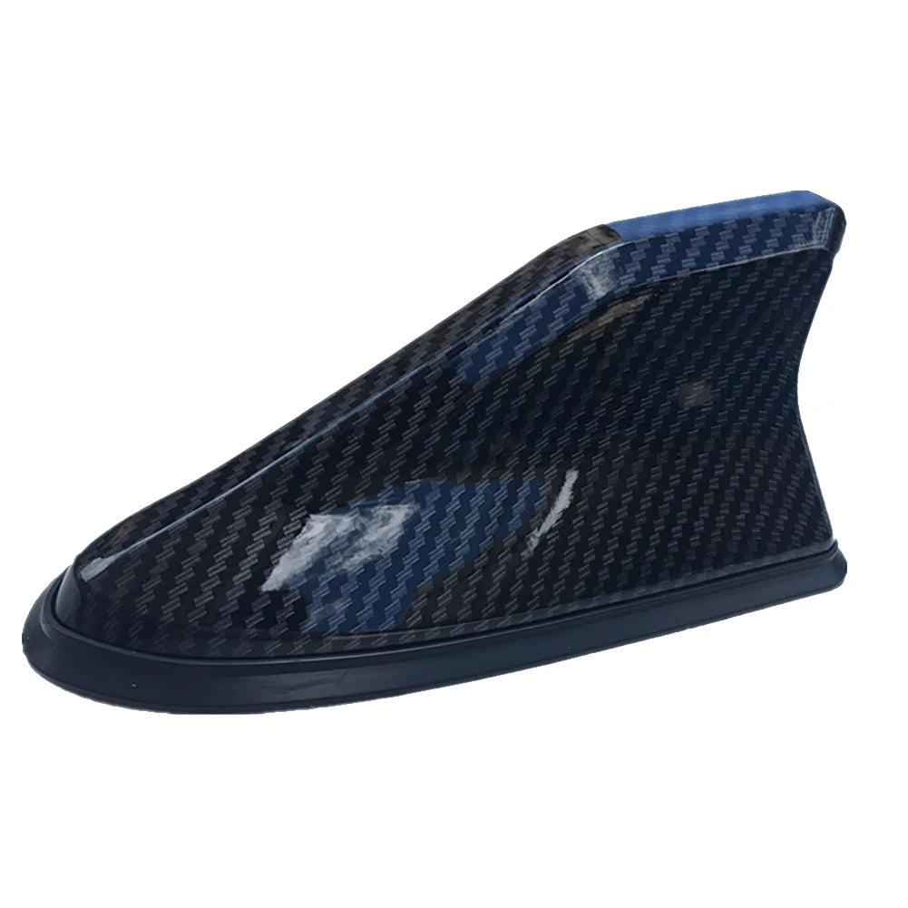 Carbon Fiber Look Car Roof Top Mount Shark Fin Aerial Antenna Toppers Auto Radio AM FM Antenna Signal Amplifier Aerial Universal