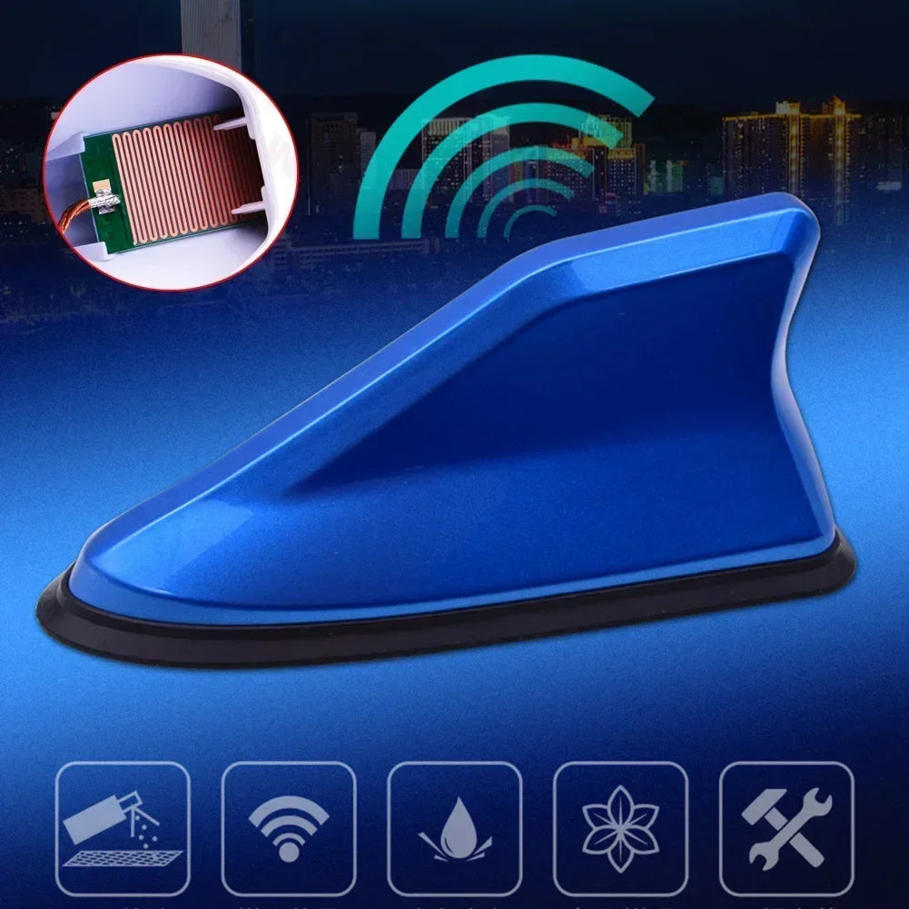 Carbon Fiber Look Car Roof Top Mount Shark Fin Aerial Antenna Toppers Auto Radio AM FM Antenna Signal Amplifier Aerial Universal
