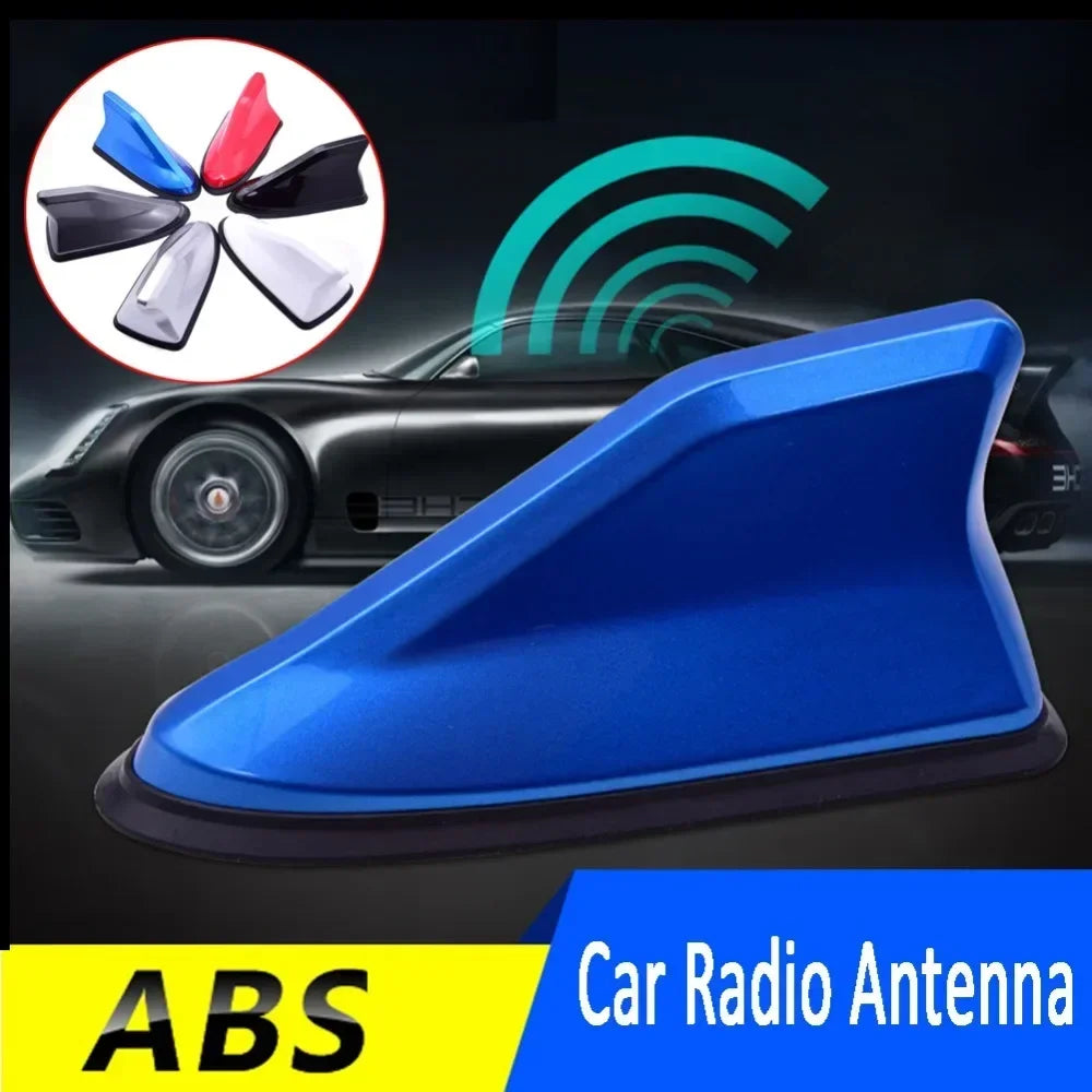 Carbon Fiber Look Car Roof Top Mount Shark Fin Aerial Antenna Toppers Auto Radio AM FM Antenna Signal Amplifier Aerial Universal
