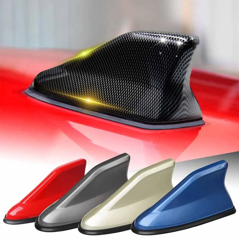 Universal Carbon Fiber Look Car Roof Top Mount Shark Fin Aerial Antenna Toppers Auto Radio AM FM Antenna Signal Amplifier