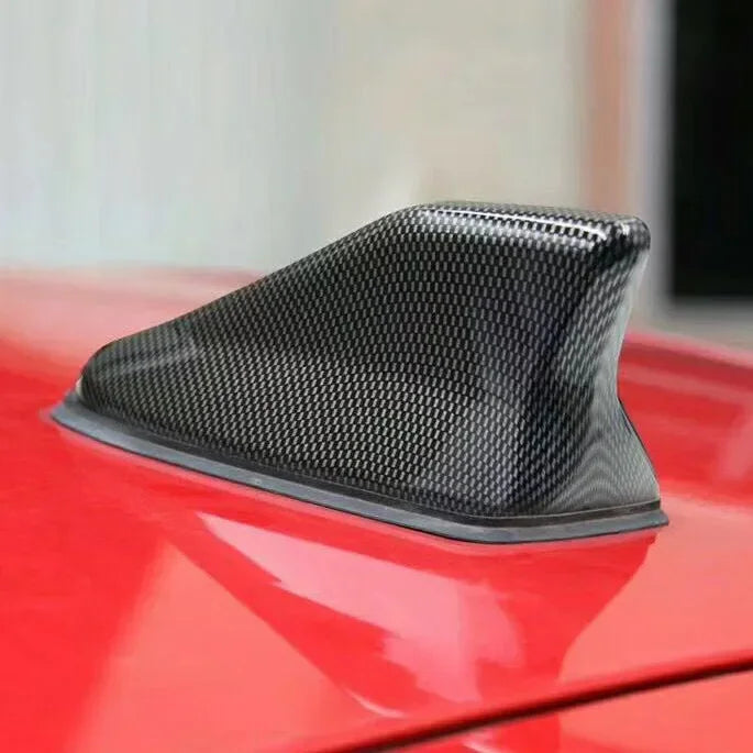 Universal Carbon Fiber Look Car Roof Top Mount Shark Fin Aerial Antenna Toppers Auto Radio AM FM Antenna Signal Amplifier